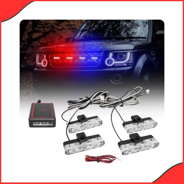 Car Grill Police Lights Red Blue - 4x4 Kit Control