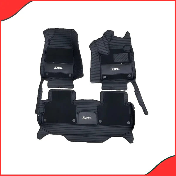 Haval H6 10D Floor Mats (2020–2022) – Black Grass Model with Horizontal Line Design - Haval H6 Best Floor mats in pakistan