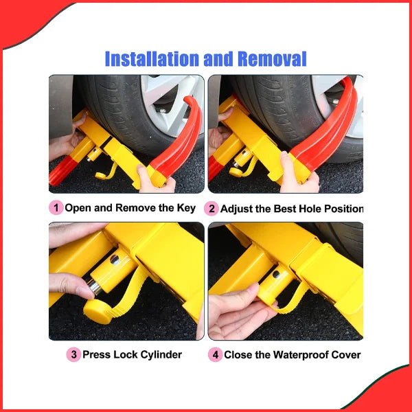 Heavy-Duty Anti-Theft Tire Clamp Lock – Secure Car Wheel Lock for Protection
