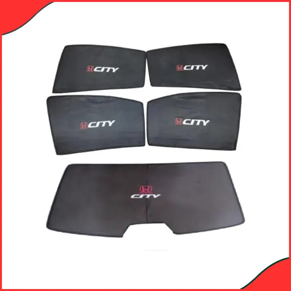 Custom-fit sun shade installed on the side window of a Honda City 2022-2023, showcasing premium material and precise fitment.