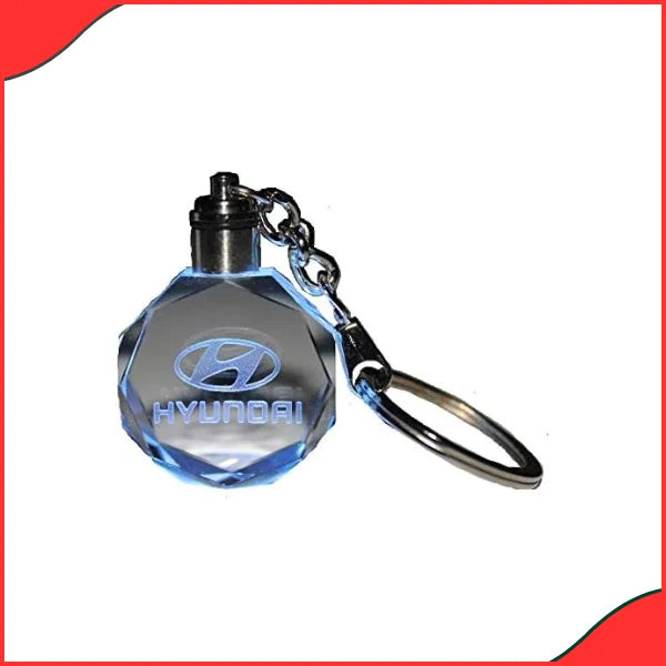 Hyundai Crystal Logo Keychain – Stylish Car Emblem Accessory