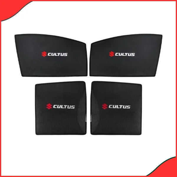 Suzuki Cultus Window Sun Shades with Logo – Custom Fit for 2017–2021 Models