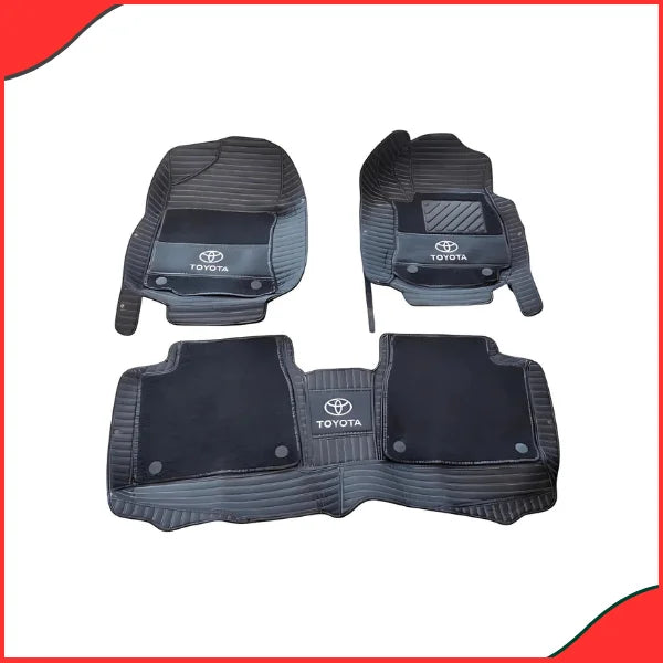 Toyota Corolla 2014–2021 10D Floor Mats – Black Luxury Mats with Logo (Full Set) - best floor mats in pakistan