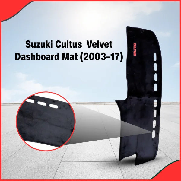 Close-up view of the Suzuki Cultus (2003-2017) dashboard mat, showing precise fit over the classic dashboard contours and vents.