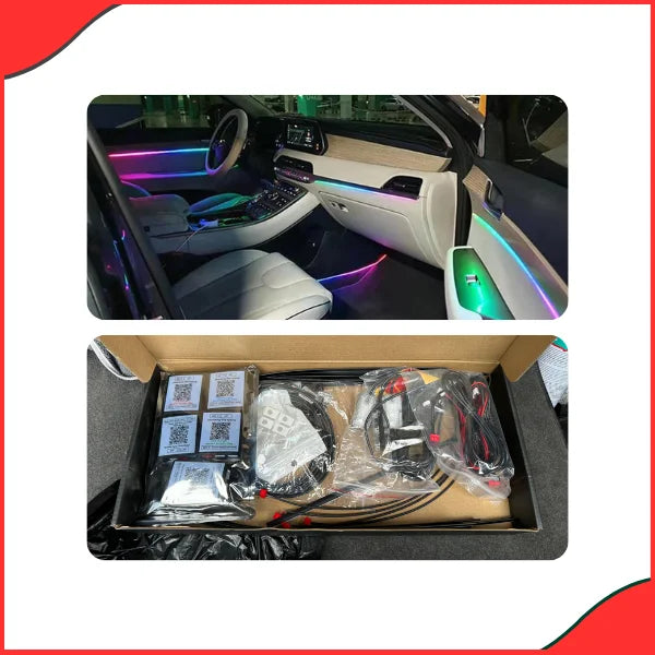 Dynamic 7-Color Mood Light showing vibrant effects in a car interior at night.