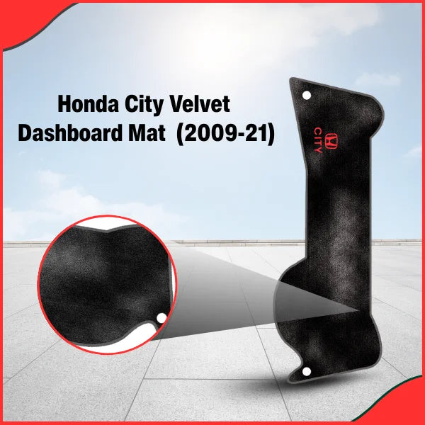 Installed view of the Velvet Dashboard Carpet enhancing the interior look of the Honda City 6th Generation.