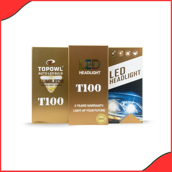 Close-up of Topowl T100 LED headlight bulb showing the high-speed turbo cooling fan and aviation aluminum body for superior heat dissipation in Pakistani summer weather.