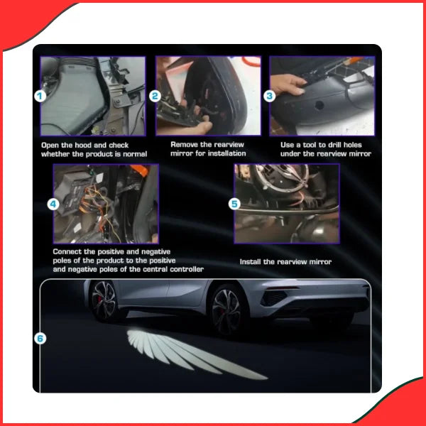 2Pcs Angel Wings LED Lights  Universal Side Mirror Decoration -Easy usable