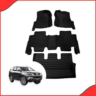 5D Floor Mats for Toyota Fortuner – Black 4PCS Luxury Car Mats