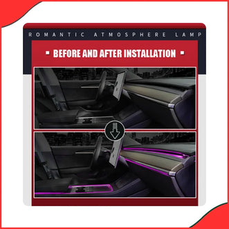 Car interior dashboard illuminated with multi-color fiber optic LED lights