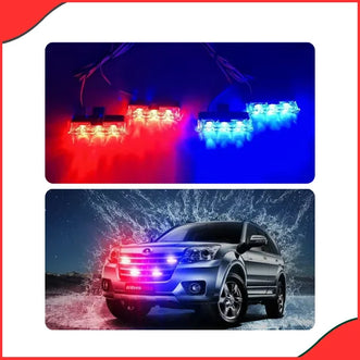 Car Grill Police Lights – Red & Blue Emergency Strobe Warning Lamps