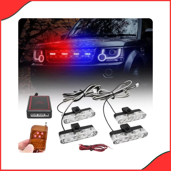 Car Grill Police Lights Red Blue - 4x4 Remote Control