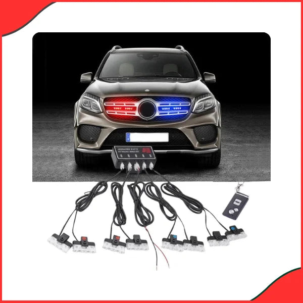 Car Grill Police Lights Red Blue - 6x8 Kit Control