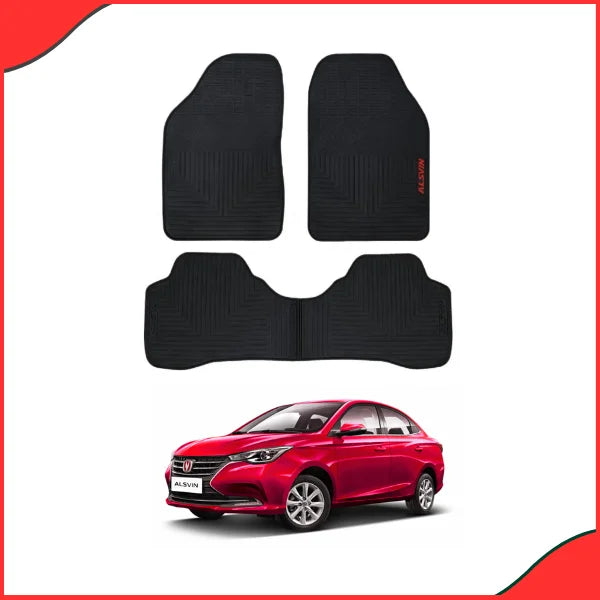 Changan Alsvin Latex Rubber Floor Mats (2021-2024) - Black, Imported & Waterproof - best floor mats in pakistan