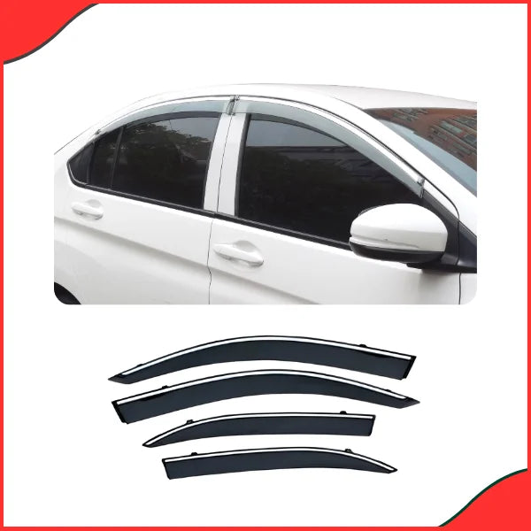 Close-up of Chrome Air Press Wind Deflector - Durable Rain Guard Function