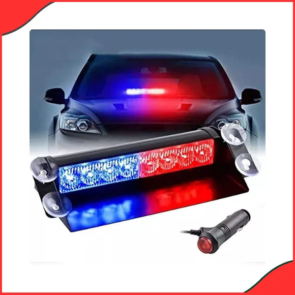 Dashboard Police Warning Light for Cars – 8 LED Red & Blue Emergency Flash Lamp - car flasher led lights