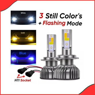 H11 LED Fog Lights – 4-Color Switchback Car Headlight Bulbs with Flashing Function