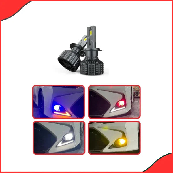 H11 LED Fog Lights – 4-Color Switchback Car Headlight Bulbs with Flashing Function - High Quality