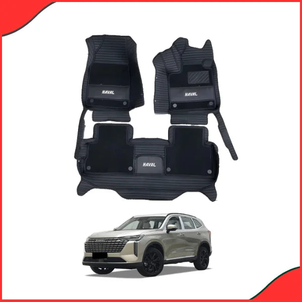 Haval H6 10D Floor Mats (2020–2022) – Black Grass Model with Horizontal Line Design