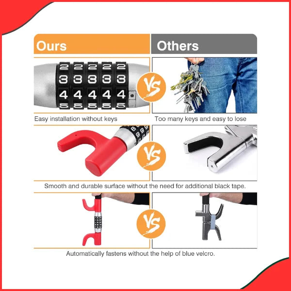 Heavy Duty Steering Wheel Lock – Keyless 5-Digit Anti-Theft Security Device for Cars