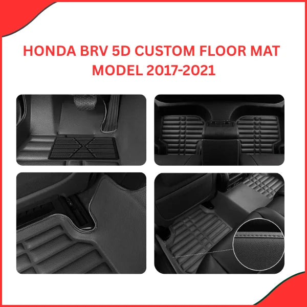 Honda BR-V 5D Custom Floor Mats – Black  3-Piece Set for 2017-2021 Models