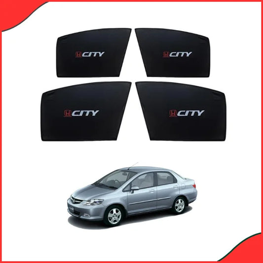 Honda City 2003-2006 Sun Shades with Logo – Custom Fit Window Visors