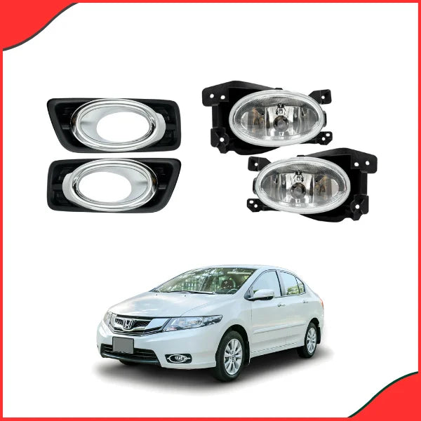 Honda City 2008–2021 Bugatti Fog Lamps – Chrome Front Bumper Lights for Enhanced Visibility