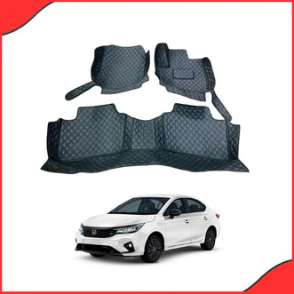 Honda City 7D Floor Mats (Black, 3 Pcs) – Custom Fit for 2022–2023  Waterproof & Washable Car Mats