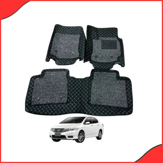 Honda City 9D Premium Floor Mats – Black 3-Piece Set (2008–2021)