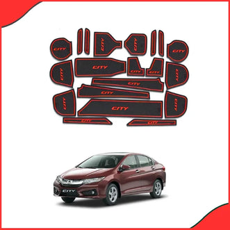 Honda City Red PVC Interior Floor Mats (2008–2021) – Custom Fit, Waterproof & Scratch-Resistant - Red