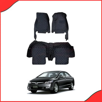 Honda Civic 2006–2012 7D Floor Mats – Black (3 Pcs Set)