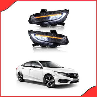 Honda Civic 2016–2021 Sequential LED Headlights – Stylish Front Lamp Pair