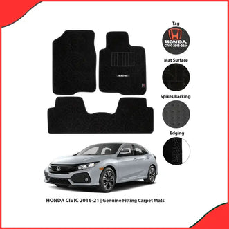 Honda Civic Carpet Floor Mats (2006-2012)  Premium Black 3-Piece Set for Ultimate Protection