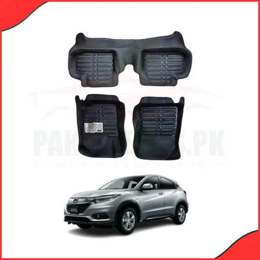 Honda Vezel 5D Custom Floor Mats – Black  3-Piece Set for 2013-2021 Models