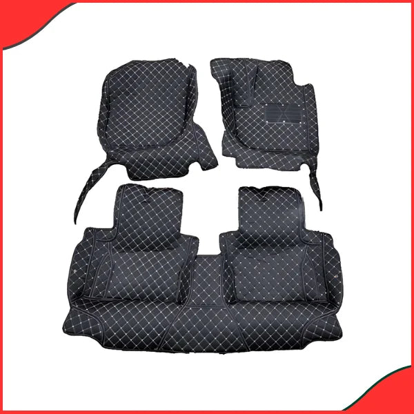 Honda City 2008–2021 7D Floor Mats – Black with Multi-Color Thread (3 Pcs Set) - best 7D floor mats in pakistan