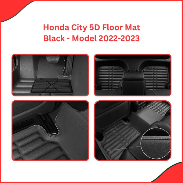 Honda City 5D Custom Floor Mats – Black  Model 2022-2023 - Latest