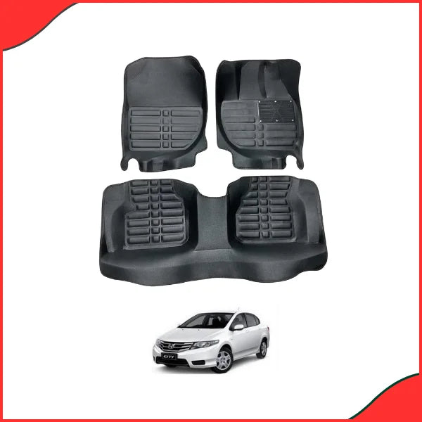 Honda City 5D Floor Mats – Black (3 Pcs)  Model 2008-2021  Waterproof & Durable - Latest