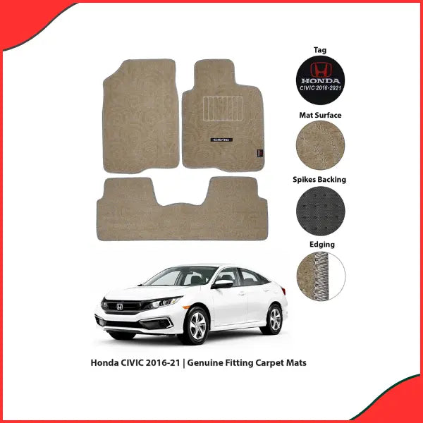 Honda Civic Carpet Floor Mats (2006-2012)  Premium Black 3-Piece Set for Ultimate Protection - 1