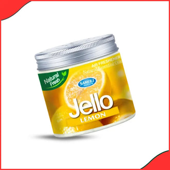 Jello Lemon Car Air Freshener Gel 220g jar with refreshing citrus scent for car and home.