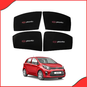 KIA Picanto Side Window Sun Shades with Logo – Set of 4 (2019–2021 Models)