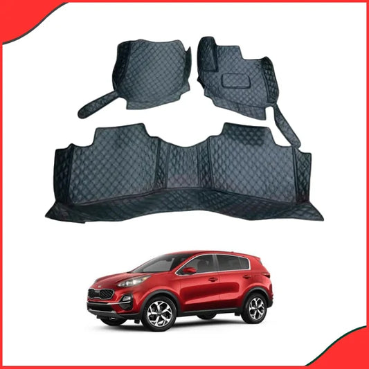 KIA Sportage 7D Floor Mats (Black, 3 Pcs) – Custom Fit for 2019–2021 Models