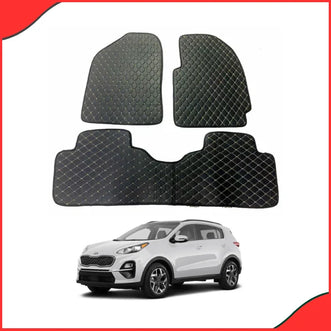 KIA Sportage 7D Floor Mats – Black with Multi-Color Thread (3 Pcs Set)