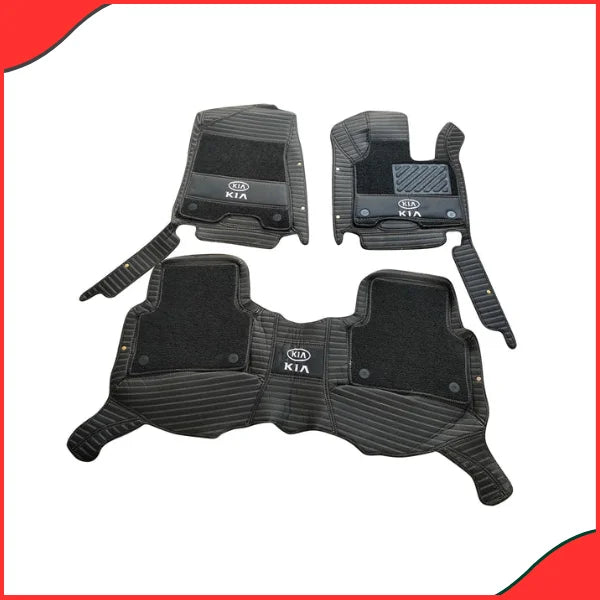 KIA Sportage 2019–2021 10D Lining Floor Mats – Black with Grass Texture & Logo (3 Pcs Set) - best kia sportage floor mats and 10D mats in pakistan