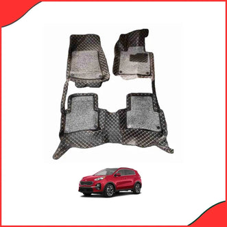 KIA Sportage 9D Floor Mats – Black with Grey Grass Design (2019–2021  3-Piece Set) - High Quality