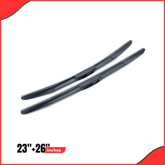 Dual set of 26 inch and 23 inch silicone car wiper blades with universal U-hook attachment for streak-free performance at PakistanMotors.pk.