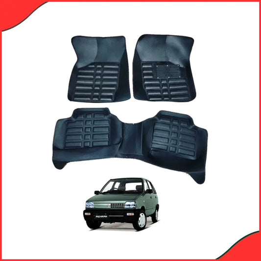 Suzuki Mehran 5D Custom Floor Mats – Black  3-Piece Set (2012-2017)