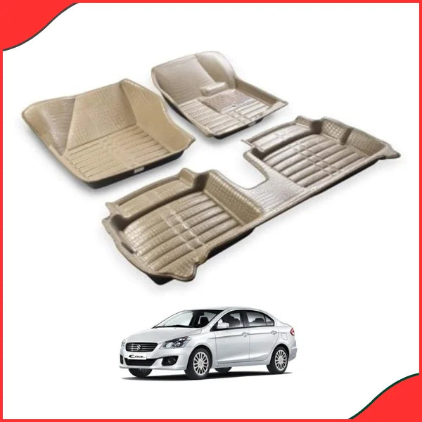 Suzuki Ciaz 5D Custom Floor Mats – Beige  3-Piece Set (2017-2021) - High Quality