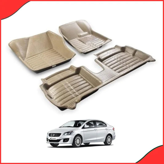 Suzuki Ciaz 5D Custom Floor Mats – Beige  3-Piece Set (2017-2021) - High Quality