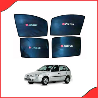 Suzuki Cultus Sun Shades with Logo - Custom Fit UV Protection for 2000–2017 Models - Latest