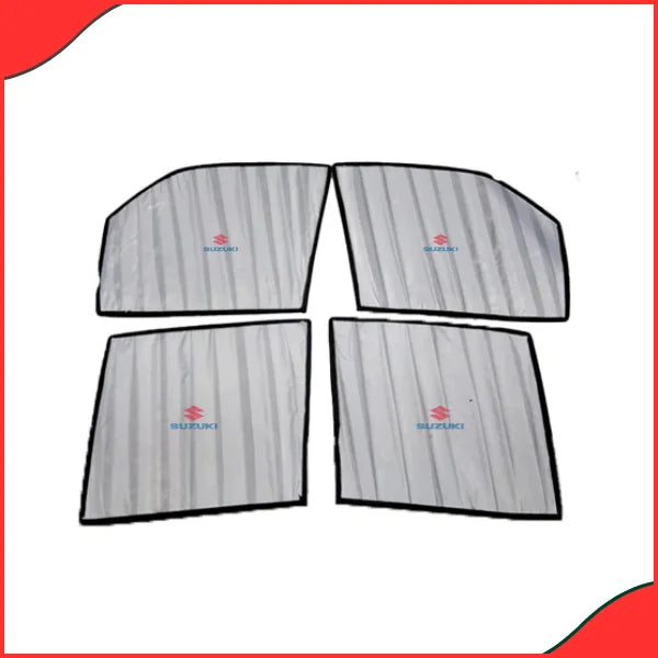 Suzuki Mehran White Sun Shades with Logo  UV Protection & Stylish Design - Best Material